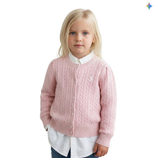 Polo Ralph Lauren Cardigan Rosa A Trecce 312543047010 Per Bambina
