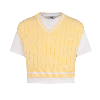Msgm T-shirt Con Gilet Giallo S6MSJGTH034 Da Bambina