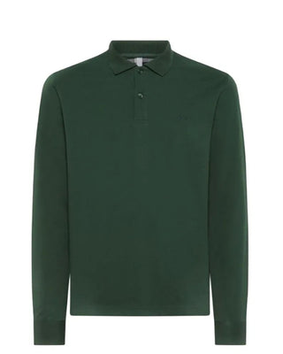 Sun68 T-shirt Polo verde a maniche lunghe A43309