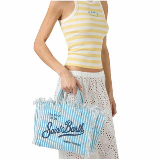 Mc2 Saint Barth Borsa Colette In Lino A Righe Azzurre COL0018/00398L