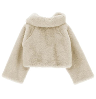 Monnalisa Ecopelliccia avorio con fiocco 73B100