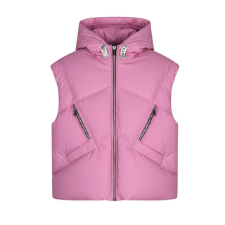 Khrisjoy Gilet rosa trapuntato con cappuccio KT2P32-B0049
