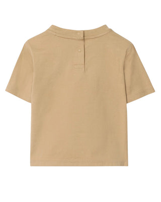 Burberry T-shirt beige in jersey con finiture Check 8108848