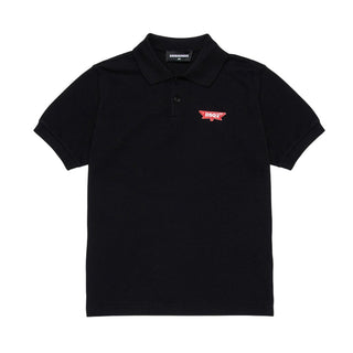 Dsquared2 Polo nera in cotone con logo DSQ DQ3175-D0AGD-DQ900