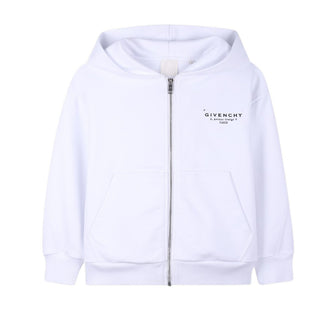 Givenchy Felpa Bianca Con Zip E Cappuccio Per Bambini H31076/10P