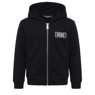 Dsquared2 Felpa Nera Con Zip E Cappuccio Per Bambini DQ0540-D001H