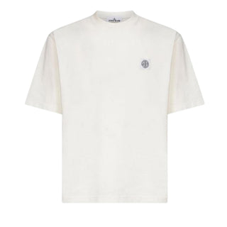 Stone Island T-shirt avorio a maniche corte con Compass K2S152100025/V0093