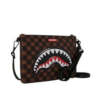 SPRAYGROUND Pochette SHARKS IN PARIS WTF BUBBLE BROWN CHECK 910B9307NSZ