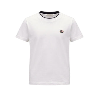 Moncler T-shirt Girocollo Bianca Con Logo L29548C00008-034 Per Bambino