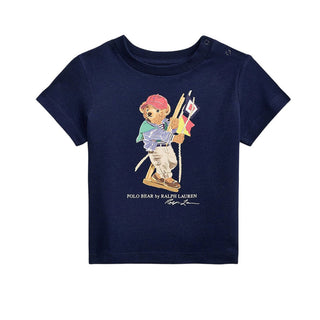 Polo Ralph Lauren T-shirt Blu Con Orsetto Per Neonato 320A12428001