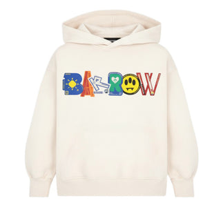 Barrow Felpa Panna Con Cappuccio E Logo S6BKJUHS082-013