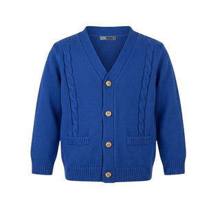 Dottor Kids Cardigan Blu Avio In Cotone Per Neonato DK580B