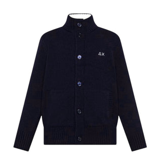 Sun68 Cardigan blu navy in misto lana con logo K45311BN