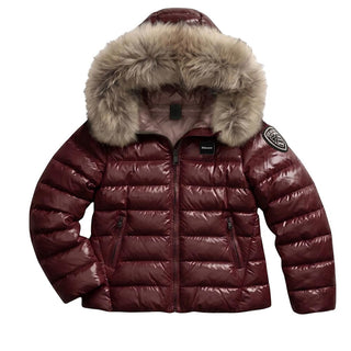Blauer Giubbino Trapuntato Color Marrone Mogano Con Pelliccia 26WBLGC02293-592BW Ivory Jr Per Bambina