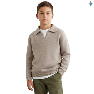 J.o Milano Maglia Polo Beige In Misto Cashmere 2663Z6/1J Per Bambino