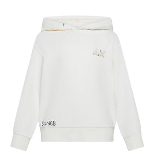 Sun68 Felpa avorio in cotone con cappuccio e patch logo F45336A
