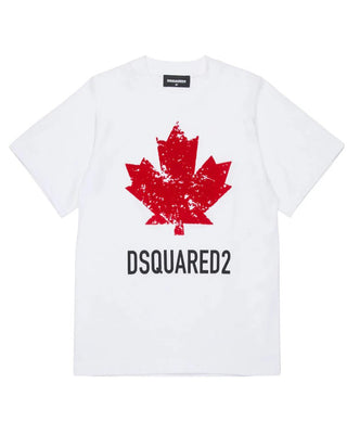 Dsquared2 T-shirt in jersey bianca con stampa DQ2982 D00XM