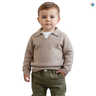 J.o Milano Maglia Polo Beige In Misto Cashmere 2663Z6/1 Per Neonato