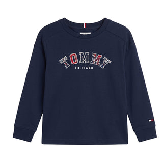 Tommy Hilfiger T-shirt Blu A Maniche Lunghe Con Logo KB0KB10651-C1GJ Per Bambino