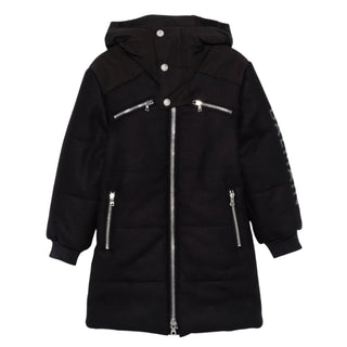 Balmain Giubbino bi-tessuto nero con cappuccio BV2R60-E0169