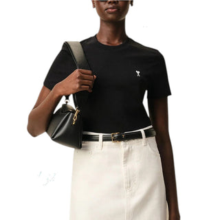 Amis Paris T-shirt Nera In Jersey Per Donna FTS347.724/045