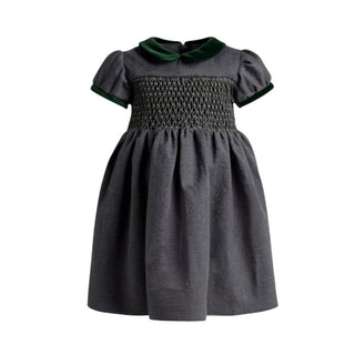 Arc-en-ciel Vestina grigia in lana con punto smock 1122B