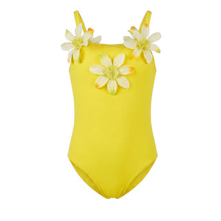 Selini Action By Eleni Balerba Costume Intero Giallo Con Fiori Per Bambina SES222-46BOD