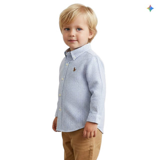 Polo Ralph Lauren Camicia Oxford A Righe In Cotone 320677177001 Per Neonato