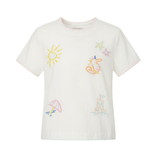 Stella Mccartney Top in lino con ricami TU5A21-Z0138