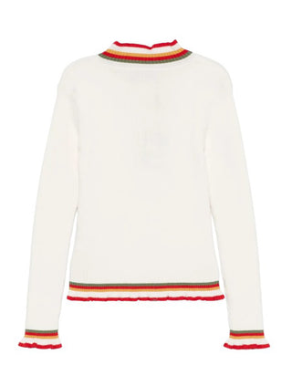 Etro Maglia avorio a costine con logo GV9A30-Z0822