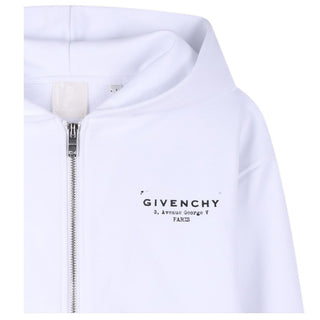 Givenchy Felpa Bianca Con Zip E Cappuccio Per Bambini H31076/10P
