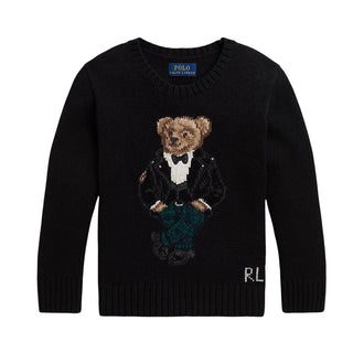 Polo Ralph Lauren Maglia Girocollo Nera Con Polo Bear 322B29194001 Per Bambino