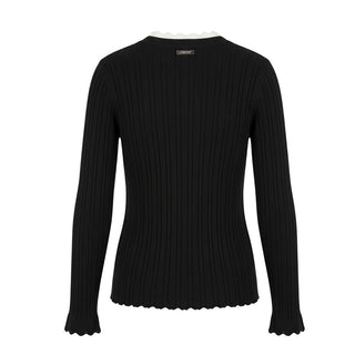 TWINSET Maglia Nera A Costine In Misto Viscosa 262GB3013 Per Bambina