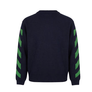 Off-White Maglia Girocollo Blu In Lana OBHA001F21KNI002465 Per Bambino