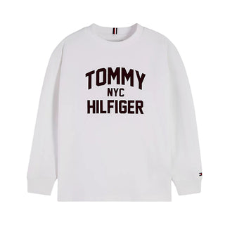 Tommy Hilfiger T-shirt Bianca A Maniche Lunghe KB0KB10642-YBRJ Per Bambini