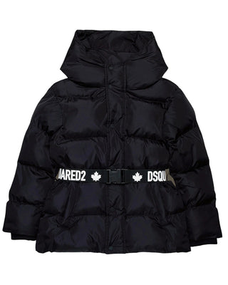 Dsquared2 Giubbino nero trapuntato con cintura logata DQ2439 D00BN