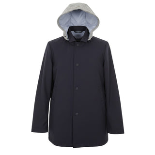 Herno Giacca Blu In Canvas Con Cappuccio GC0011B