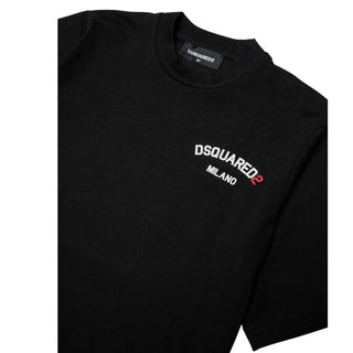 Dsquared2 T-shirt Nera A Maniche Corte Con Logo DQ3169-D0AAP-DQ900