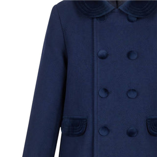 Coccodè Cappotto Blu Con Dettagli In Velluto C64574/11J Per Bambina