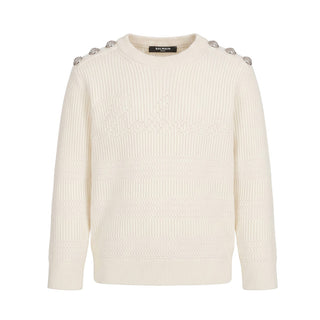 Balmain Maglia Avorio In Lana Per Bambina BV9A70-Z2359