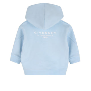Givenchy Felpa Celeste Con Zip E Cappuccio Per Neonato H31195/77L