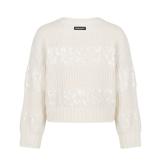 Patrizia Pepe Maglia Avorio Con Paillettes 7K0080/KK025-W444 Per Bambina