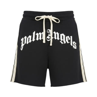 Palm Angels Bermuda Nero In Felpa Con Logo Per Uomo PMCI02DS26FLE001