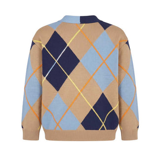 Fendi Cardigan In Lana Con Motivo Argyle JUG223-AJ8X-F1I11 Per Bambino