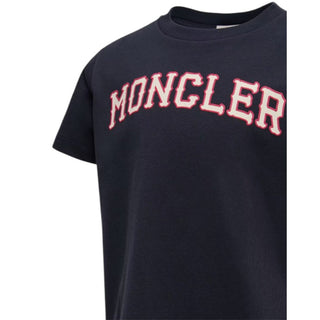 Moncler T-shirt Blu Navy A Maniche Corte Con Logo L19548C00001/778