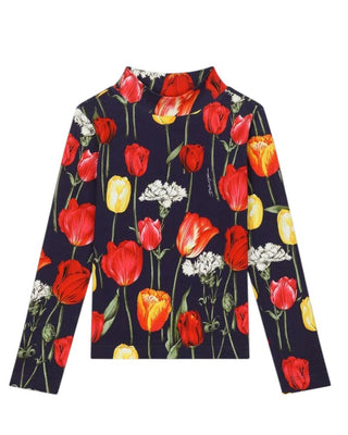 Dolce & Gabbana Lupetto in interlock con stampa Tulipani L5JTLE-FSG85