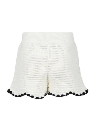 Self-Portrait Shorts avorio all'uncinetto da bambina PF24-719SK