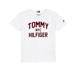 Tommy Hilfiger T-shirt Bianca Con Logo KB0KB10641-YBR Per Neonato