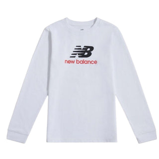 New Balance T-shirt Bianca A Maniche Lunghe LAKB0254-BWE078 Per Bambino
