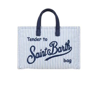 Mc2 Saint Barth Micro Borsa In Cotone A Righe Azzurre PHONE013/00361L